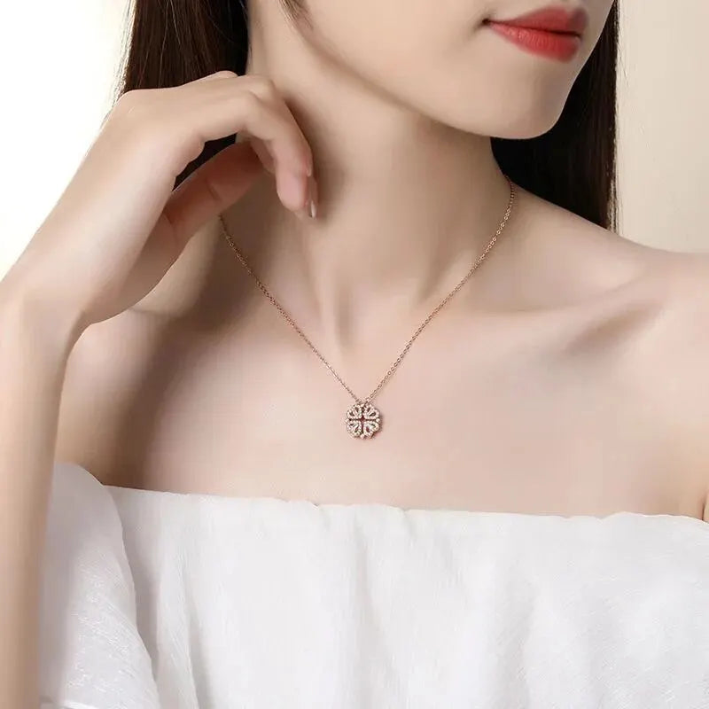 Elegant Heart Flower Pendant Necklace™